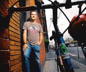 Nicko and bike Frankie in The Melbourne Times Weekly. 